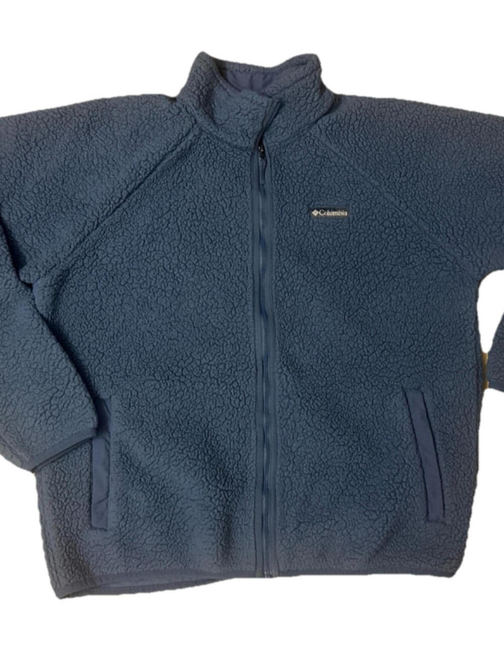 Columbia Men’s XL Blue Sherpa Fleece Zip Jacket Cozy Winter Outdoor Warm